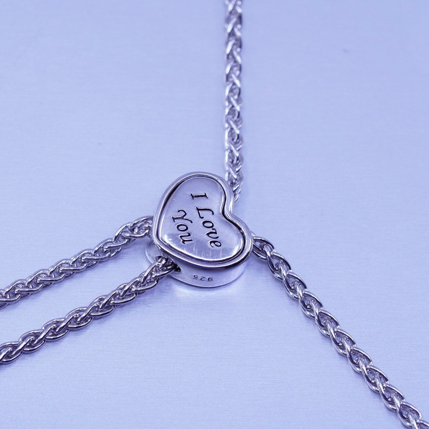 Size adjustable, Sterling 925 silver bracelet pearl heart charm “I love you Zoe