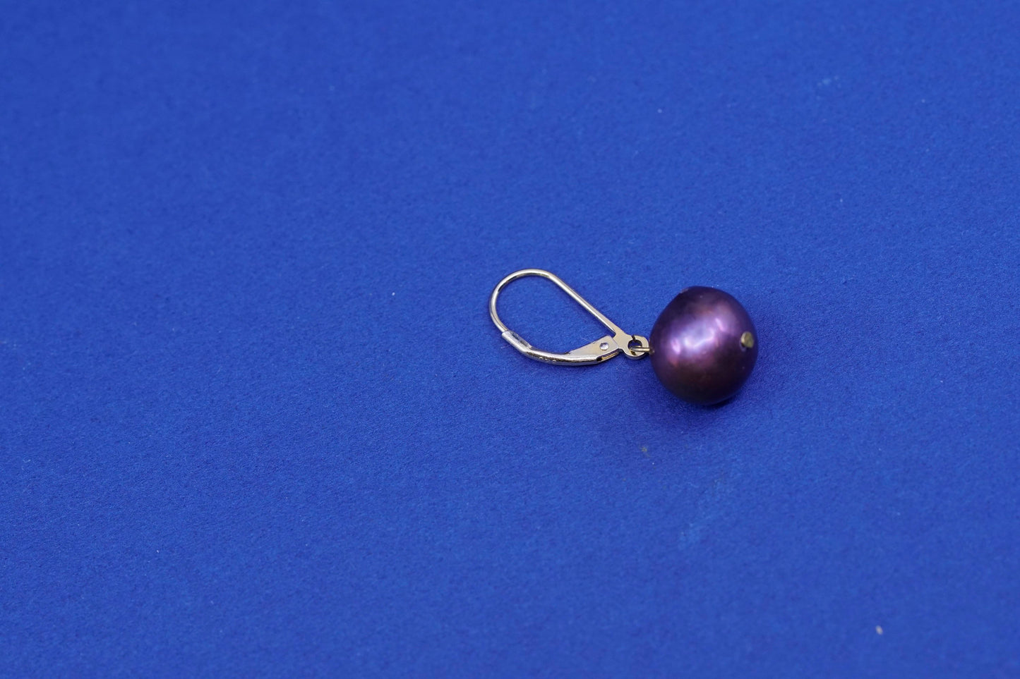 vtg gold over Sterling silver handmade earrings, 925 hooks with purple pearl
