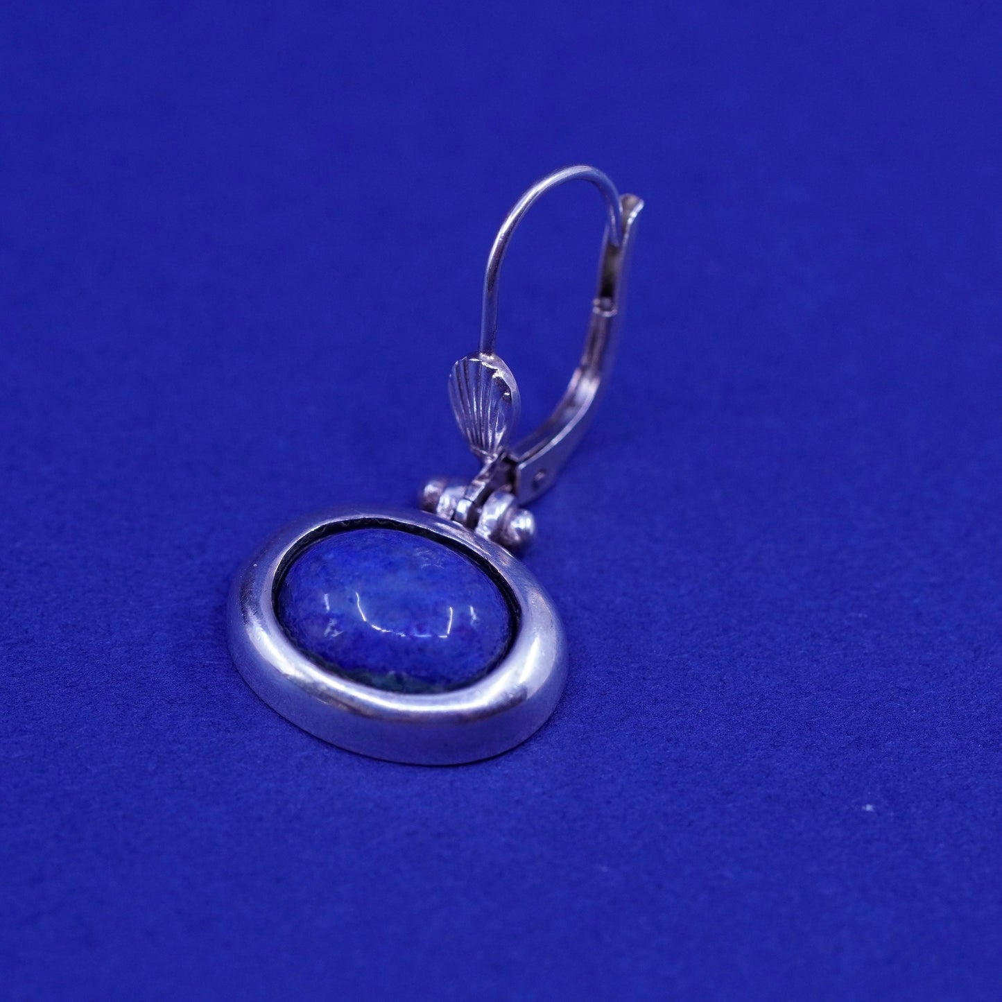 Vintage sterling 925 Silver handmade earrings with oval sodalite