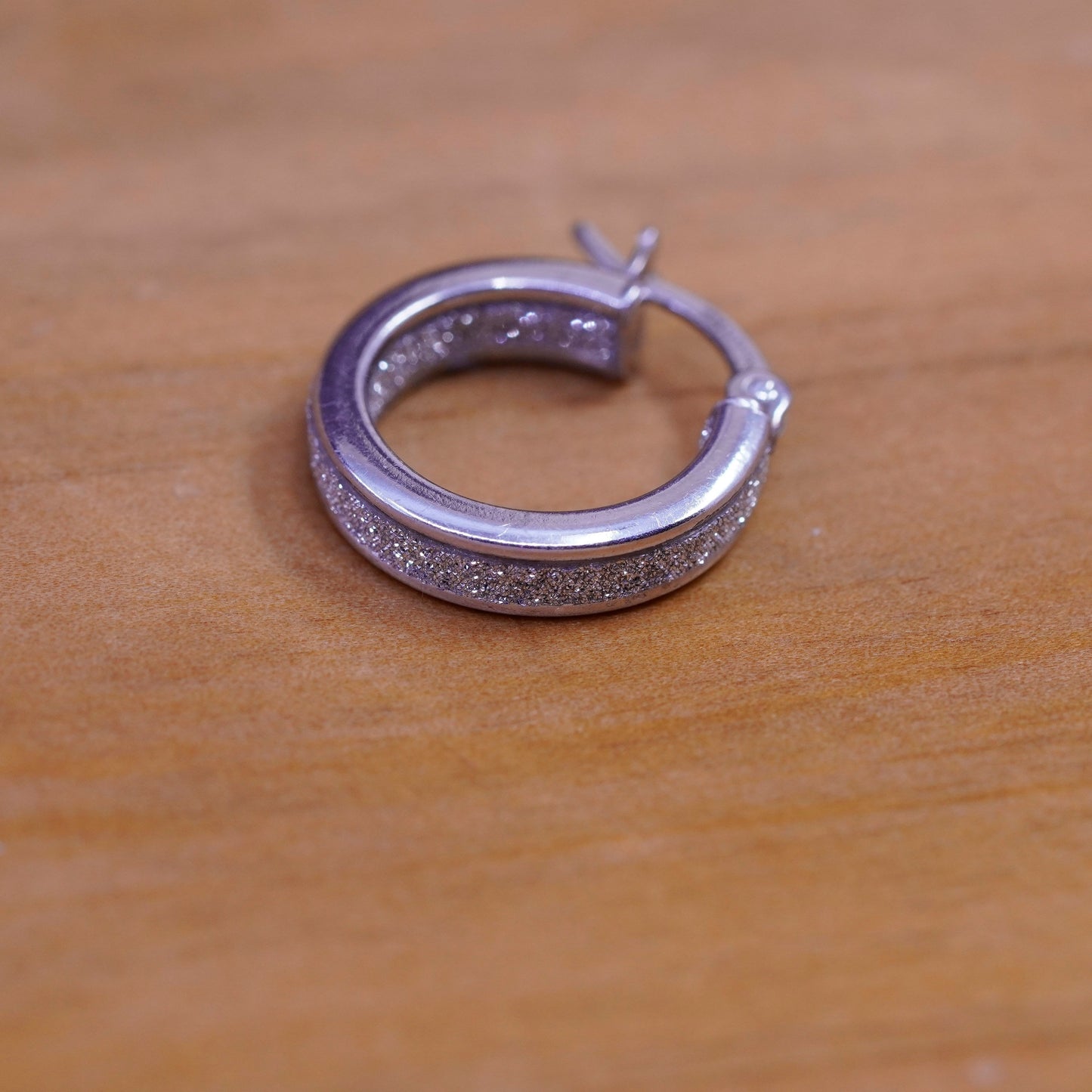 0.5”, vintage Sterling silver hoops, 925 earrings with glittering center