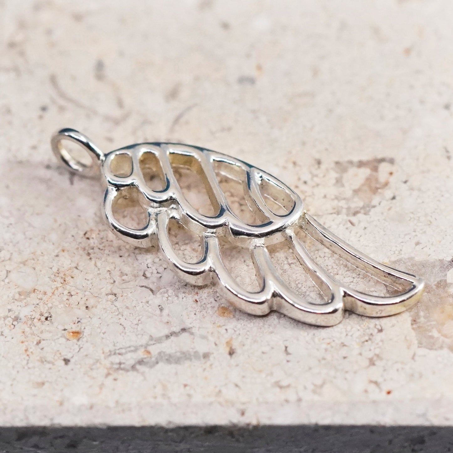 Vintage Sterling silver handmade pendant, 925 wing charm