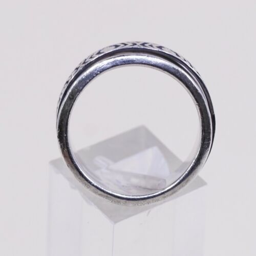 Sz 10 Vtg Mexico Sterling Silver handmade Spinner Ring 925 band w/ Xoxo Embossed
