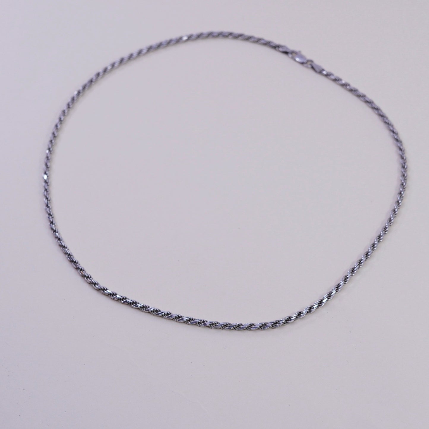 18”, 3mm, vintage Sterling silver necklace, Italy 925 diamond rope chain