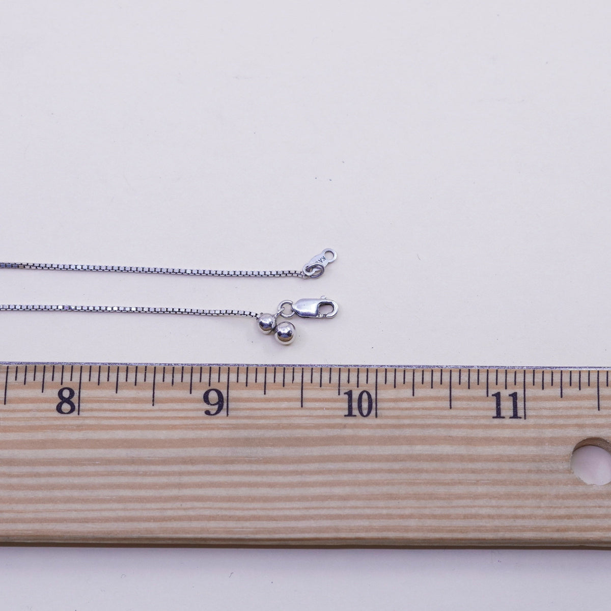 Adjustable, 19”, Vintage sterling silver Italy 925 silver box chain, necklace