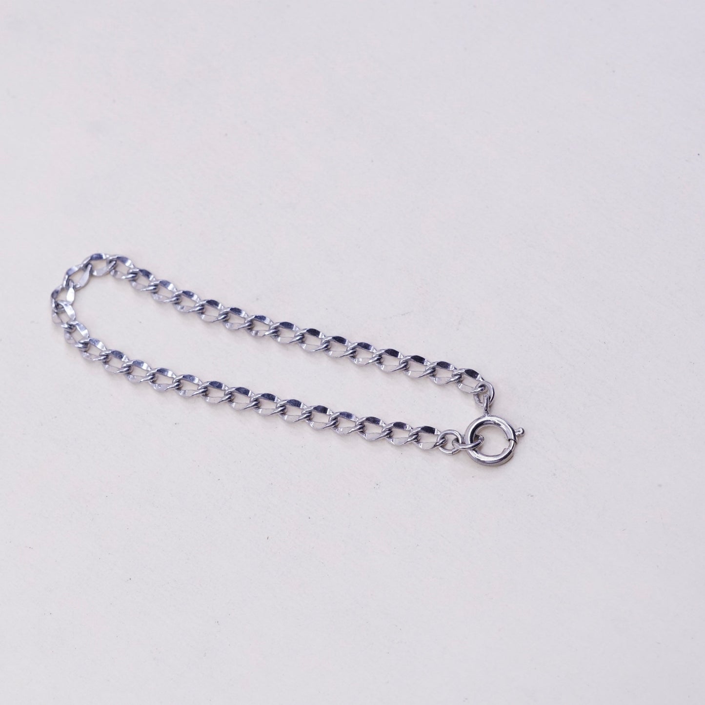 7”, 4mm, Vintage sterling 925 silver flatten curb bracelet