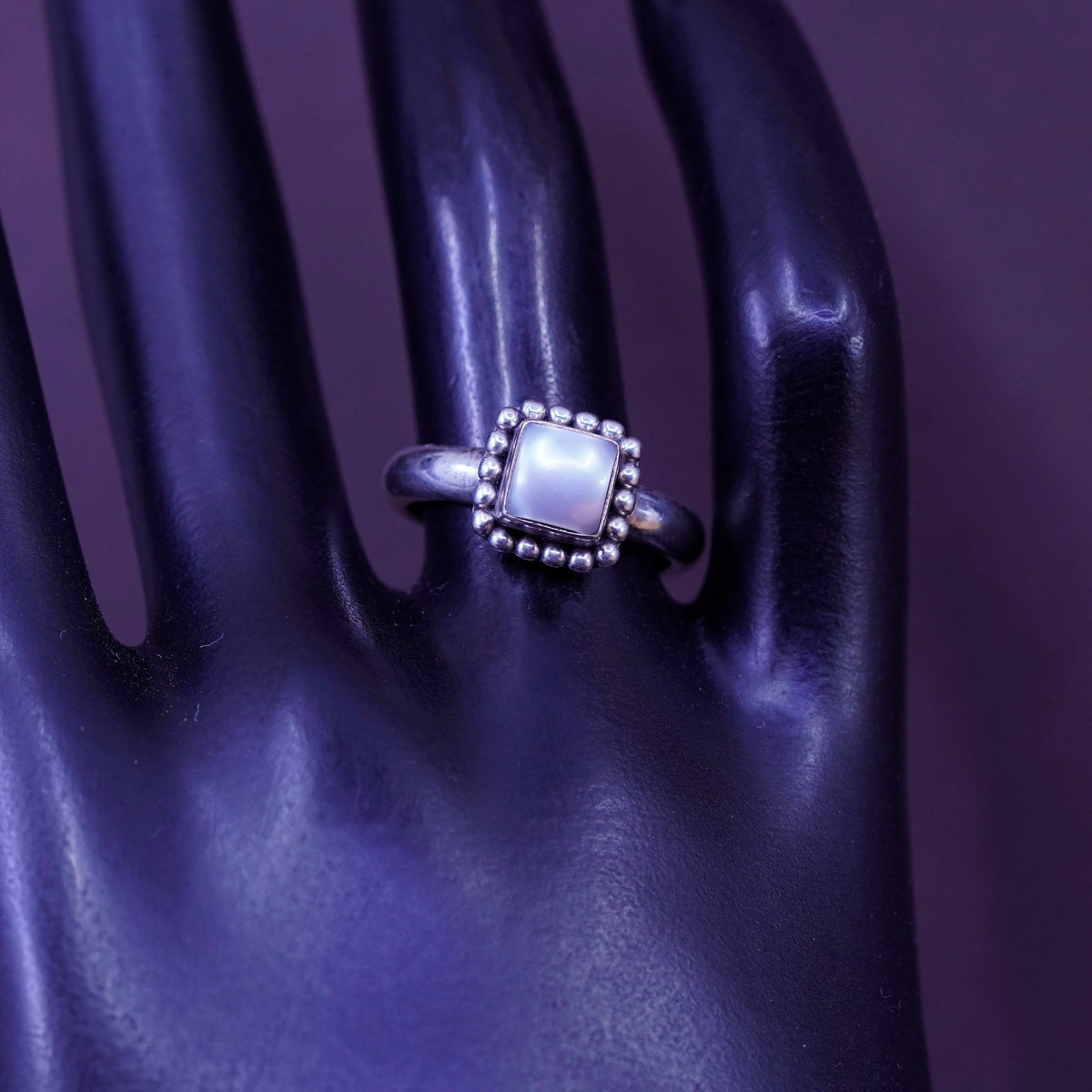 Size 7.25, Silpada Sterling 925 silver handmade R1617 Button Frame Pearl Ring