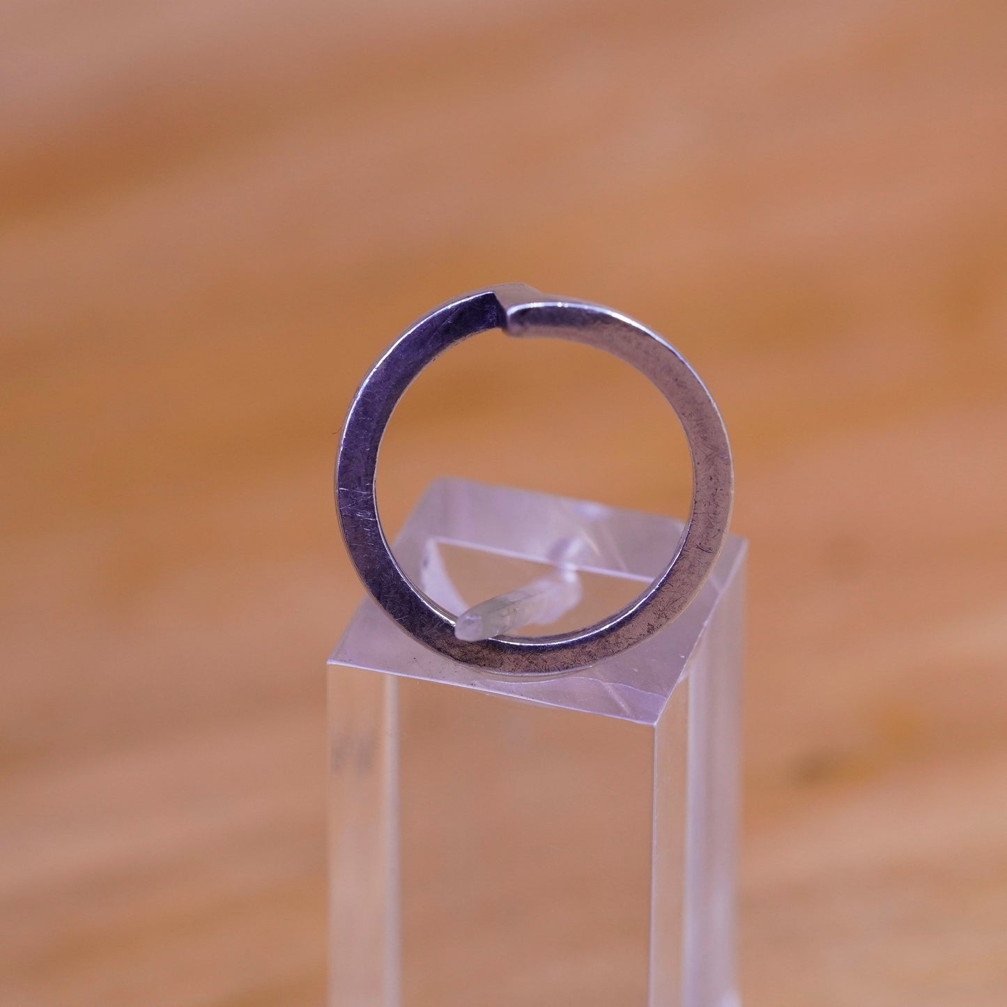Size 6, vintage Sterling silver handmade ring, modern bold edgy 925 band