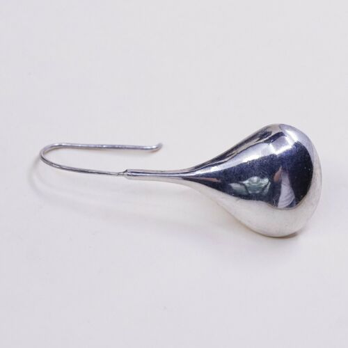 Vtg Sterling 925 Silver Handmade Puffy Teardrop Shaped Earrings