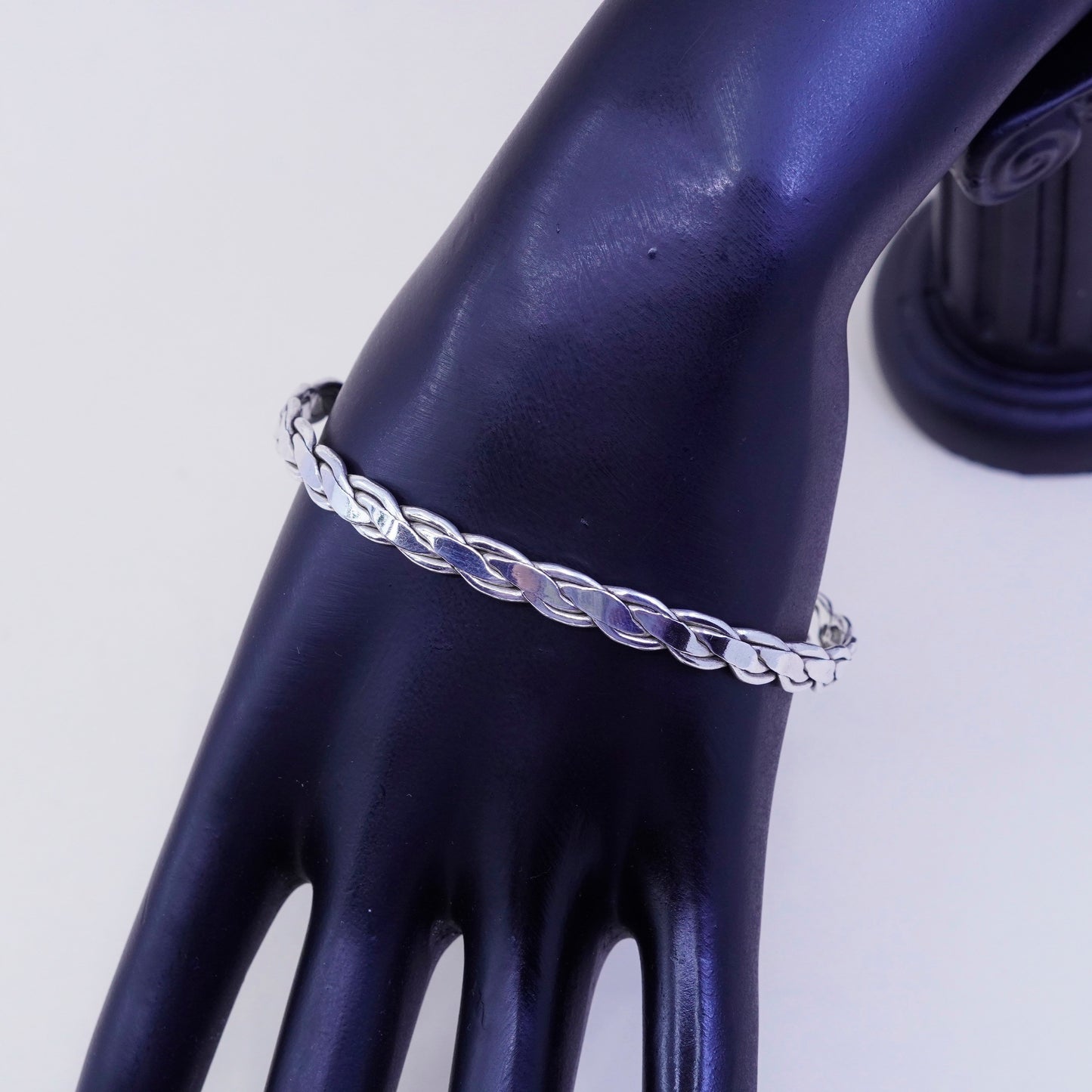 8.25”, Vintage sterling silver handmade bracelet, 925 cable bangle
