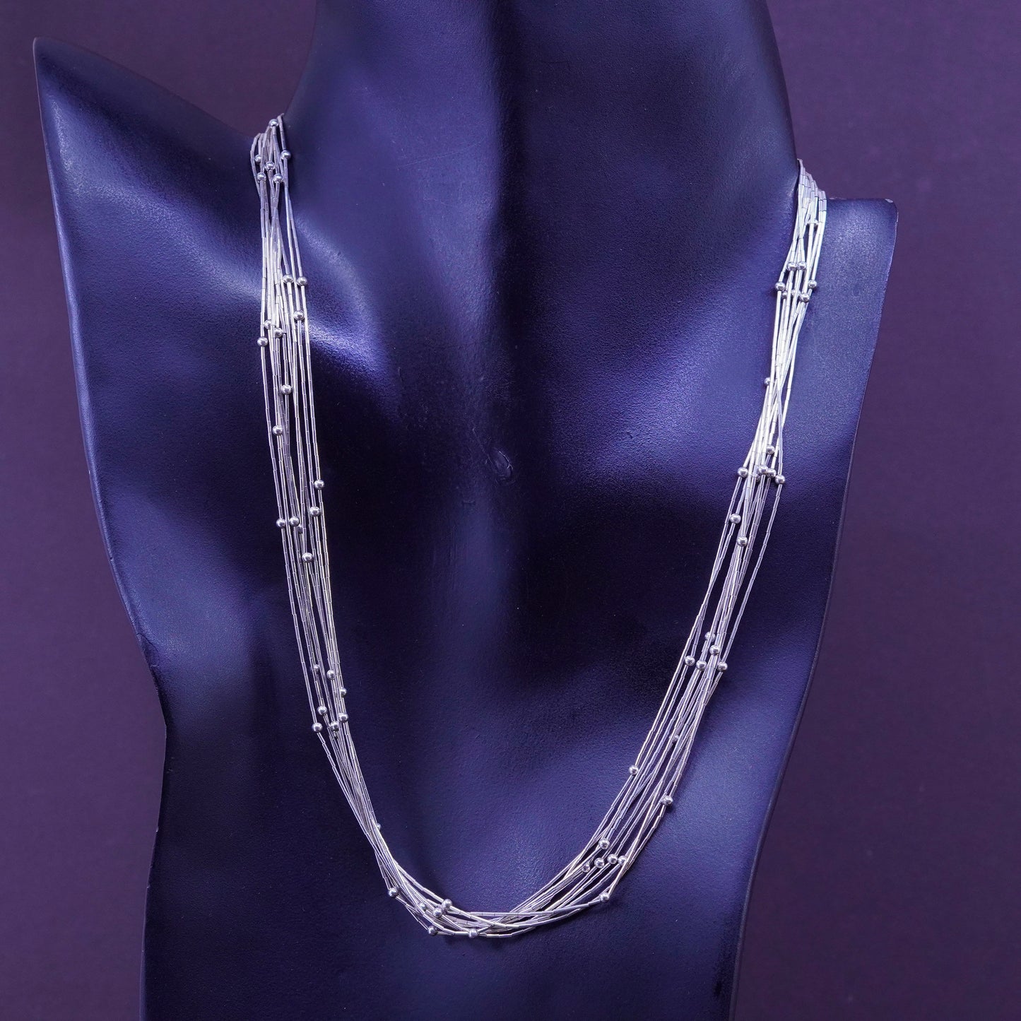 18”, Native American navajo Sterling 925 handmade liquid silver chain necklace