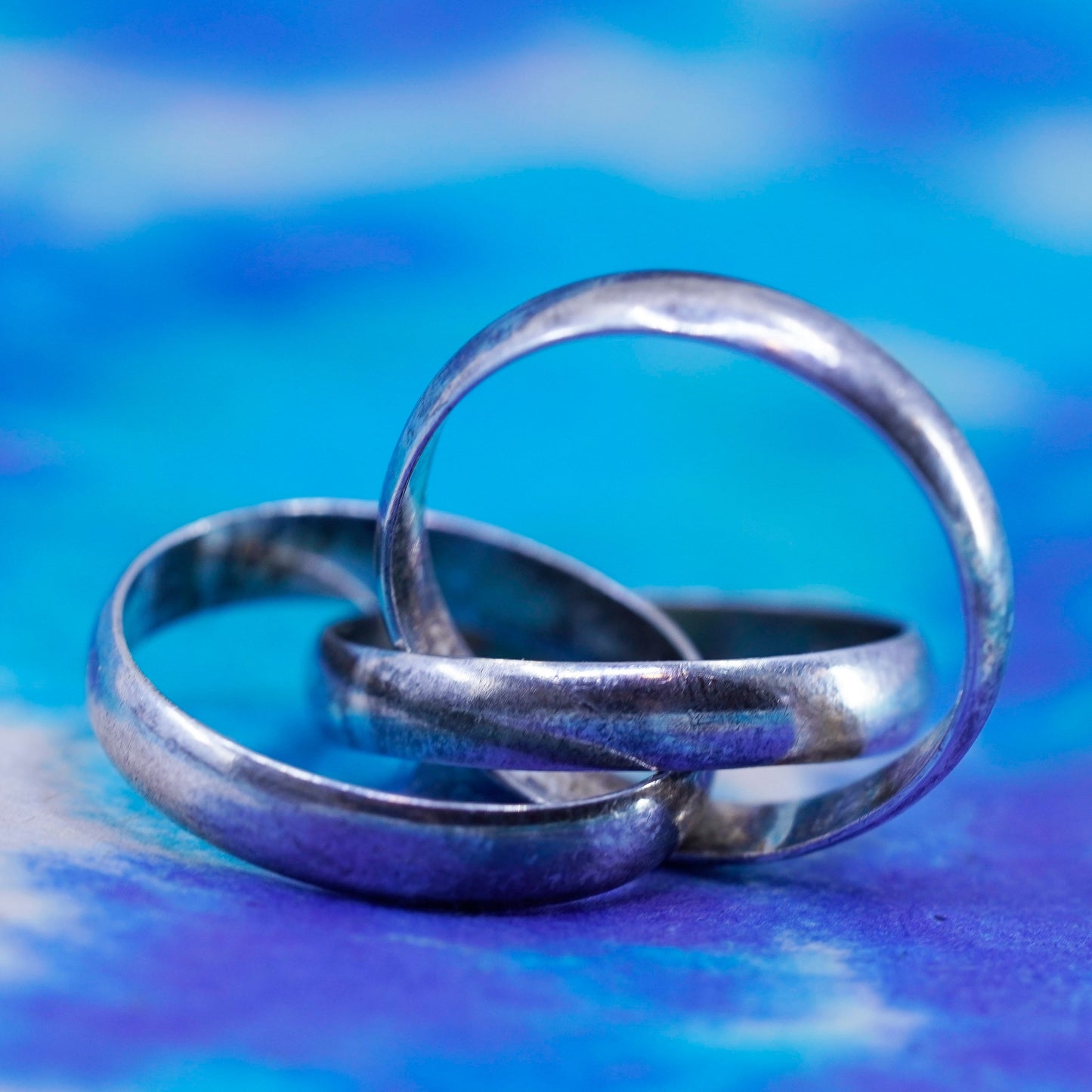 Size 6, vintage Mexico Sterling silver handmade ring, 925 entwined band