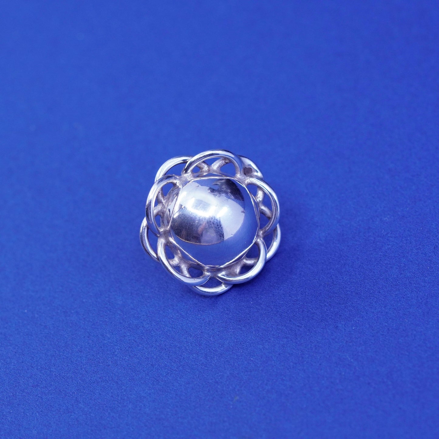 Vintage Mexico Sterling silver handmade earrings, 925 flower studs