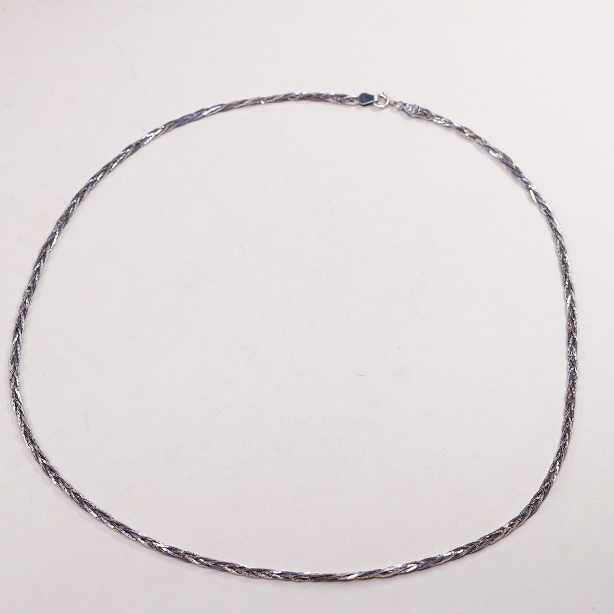 22”,vtg mexico sterling silver Italy necklace, 925 woven braided chain