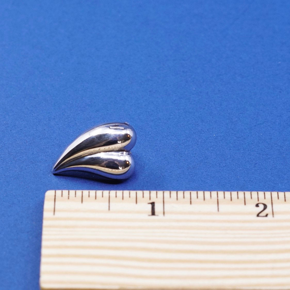 two tone Sterling silver handmade earrings, 925 heart studs