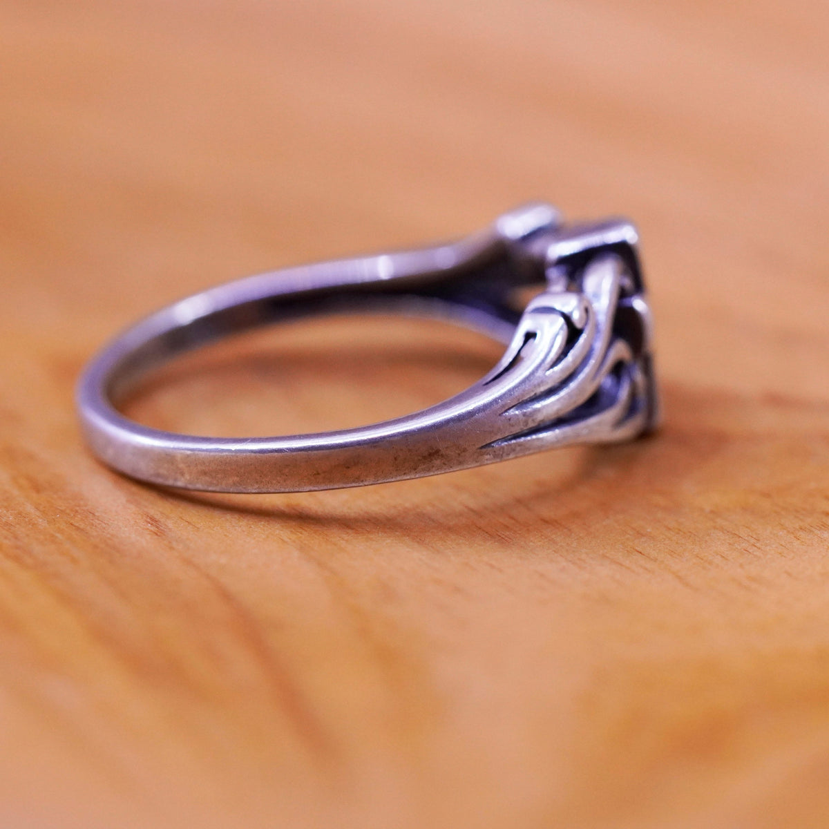 Size 5, vintage Sterling silver handmade ring, 925 filigree cross