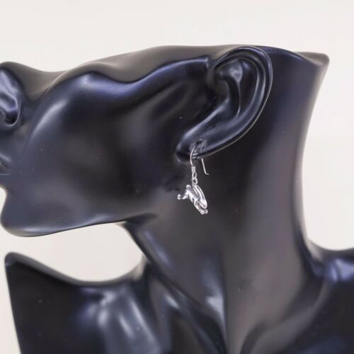 Vtg 925 Sterling Silver Handmade Bunny Rabbit Dangle Earrings, Stamped 925