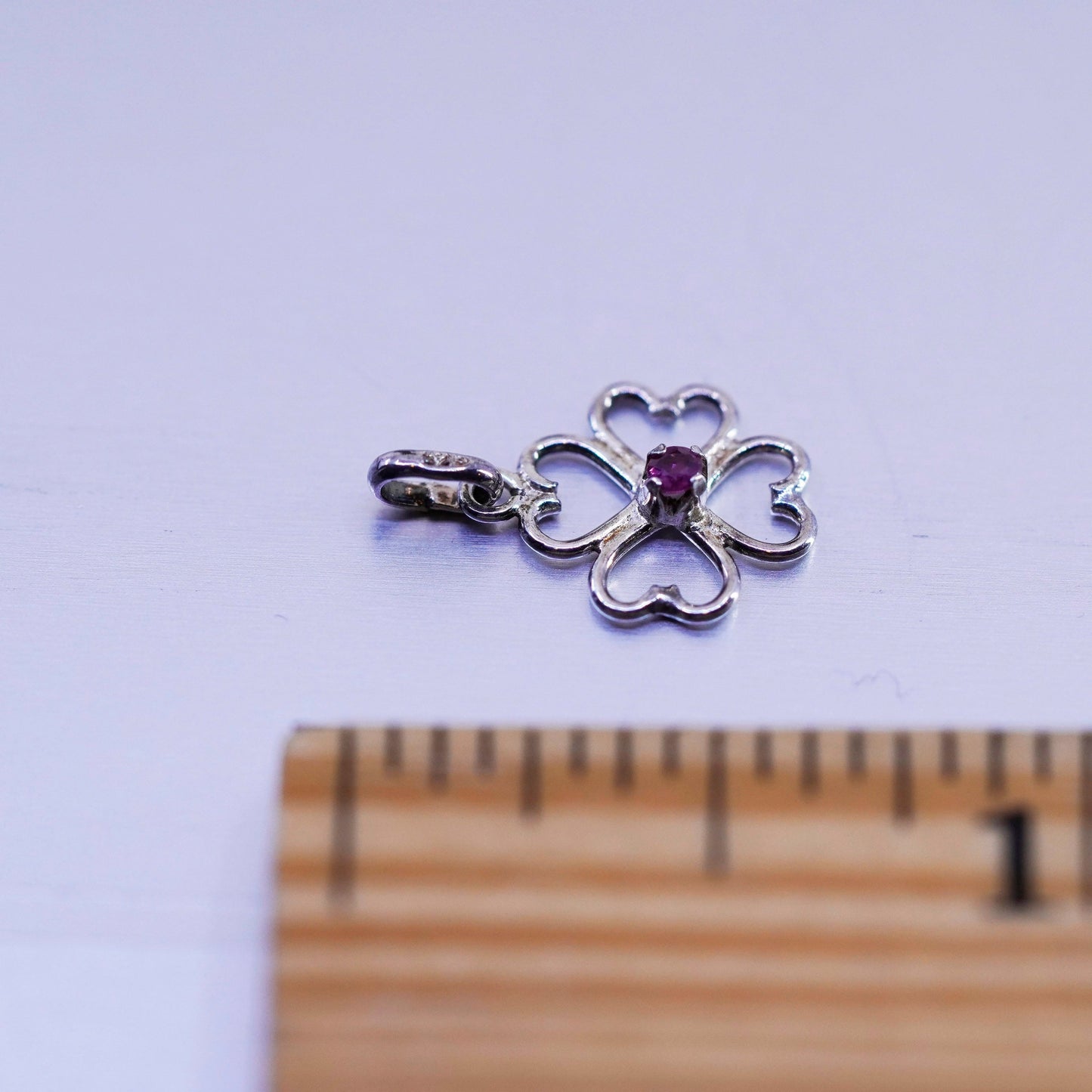 Antique Sterling 925 silver handmade lucky four leaves clover charm pendant