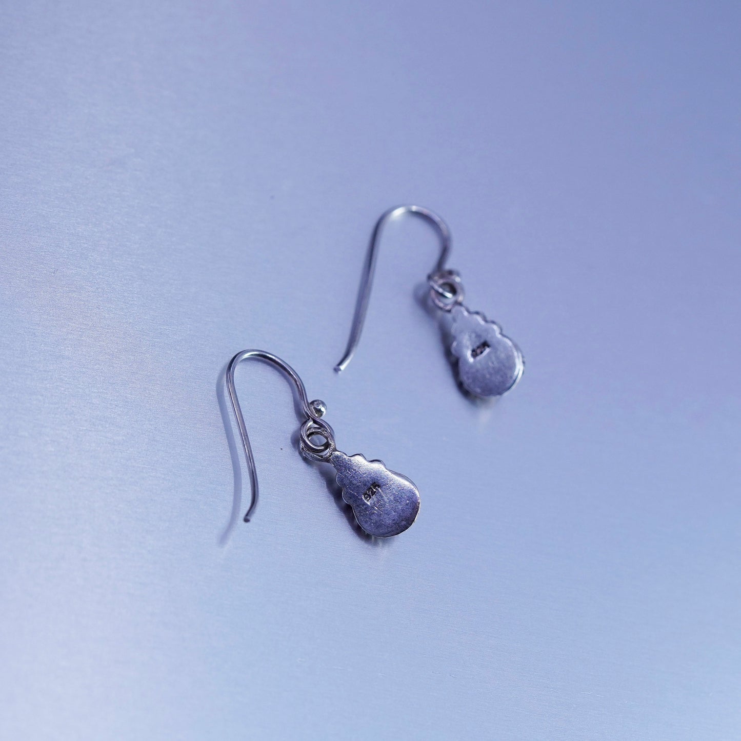 Vintage Sterling 925 silver earrings with purple crystal and cable around