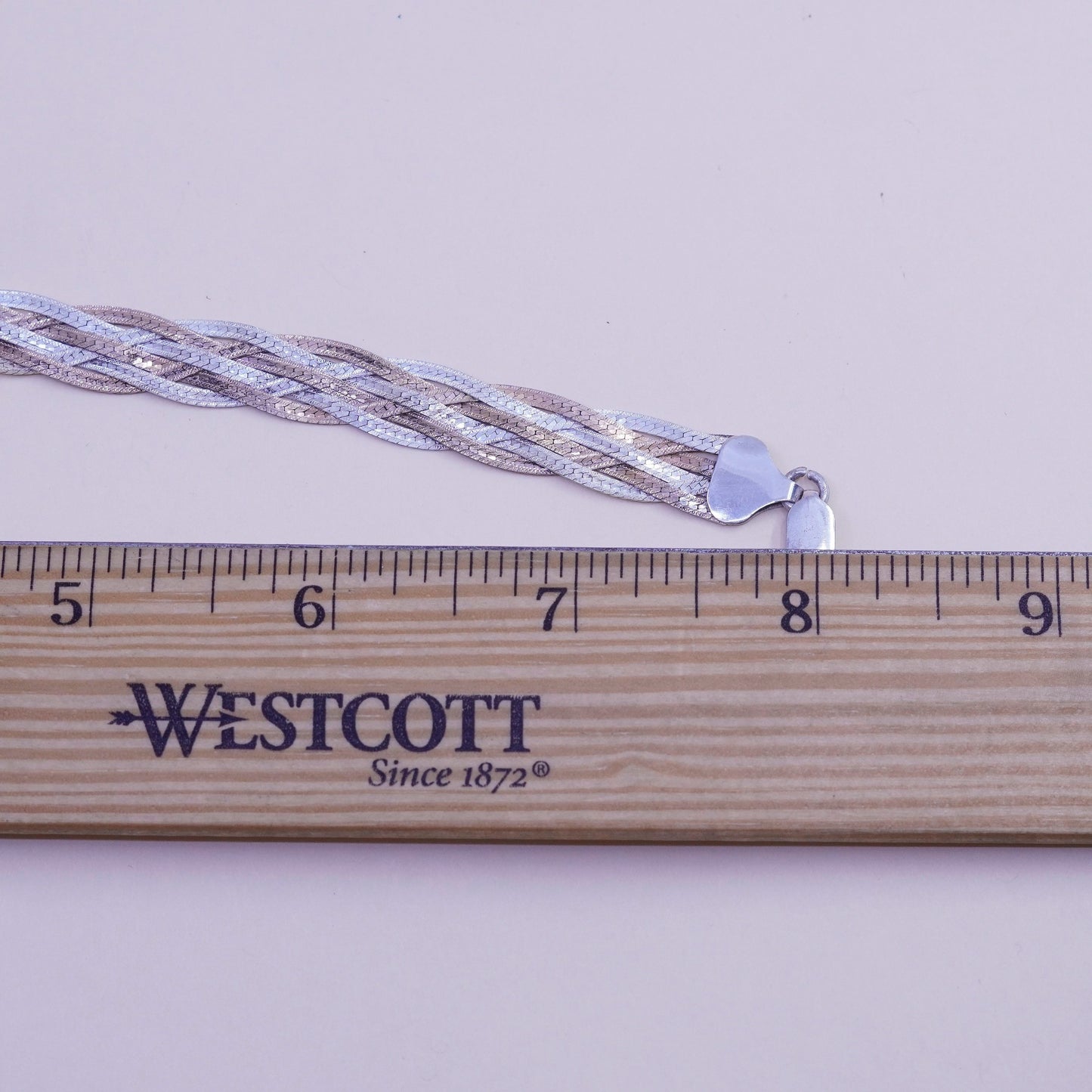 18”, Italy 6 Strands 925 Sterling Silver Woven Braided Herringbone necklace