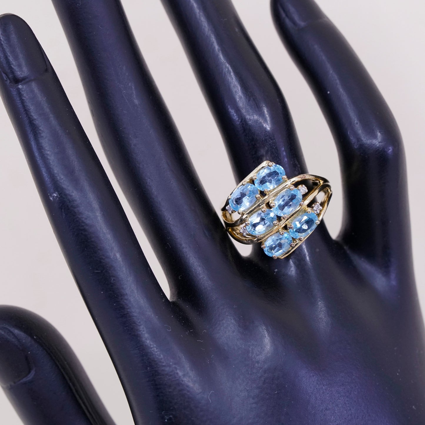 Size 7.25, vermeil UTC gold over Sterling 925 silver ring with oval topaz