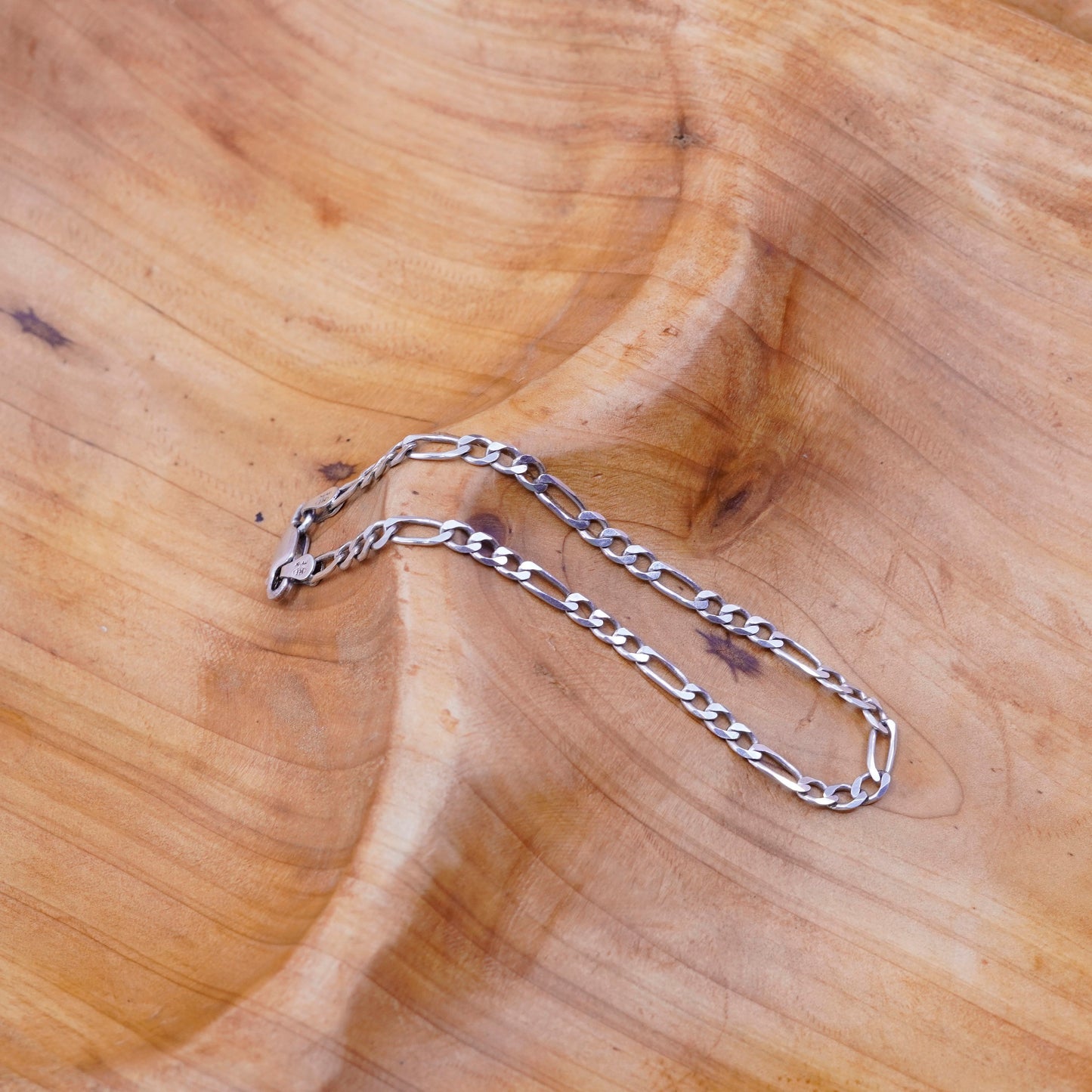 7”, 4mm, vintage milor Sterling silver bracelet, 925 figaro link chain
