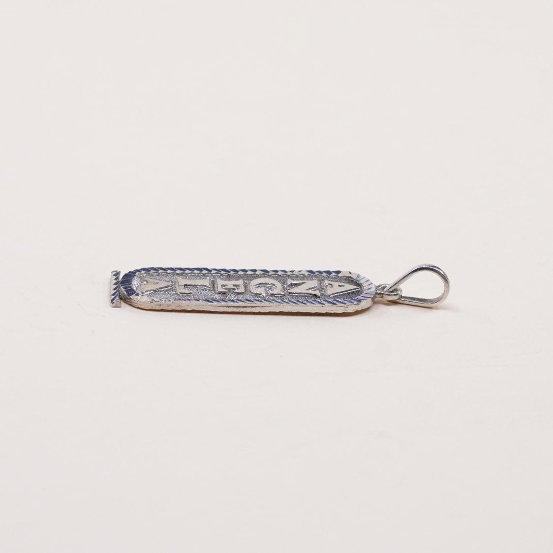 VTG Sterling silver handmade pendant, 925 silver Egyptian Cartouche, angel