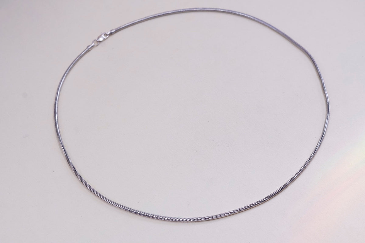 18”, 2mm, Vintage sterling silver snake chain, fine Italy 925 silver chain