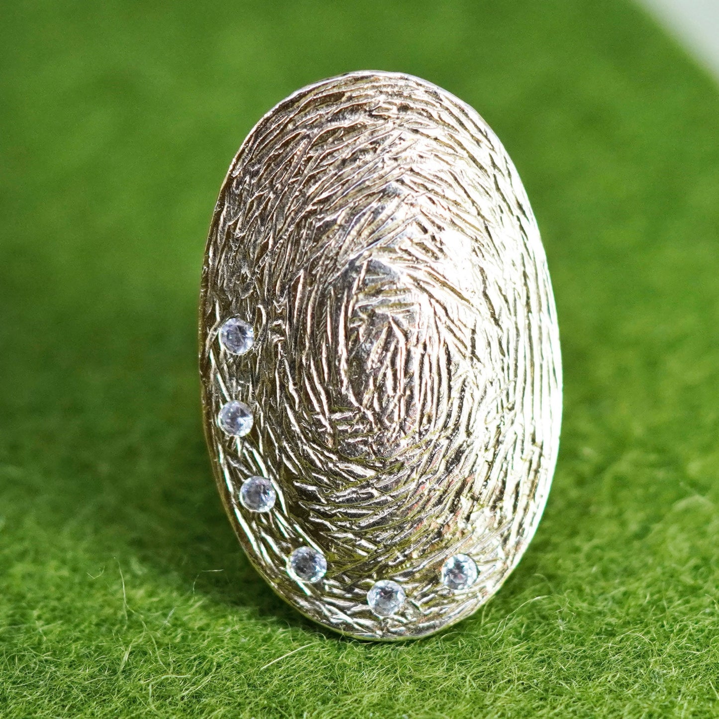 Size 7, Israel Pz Or Paz vermeil gold over 925 Sterling silver handmade ring cz