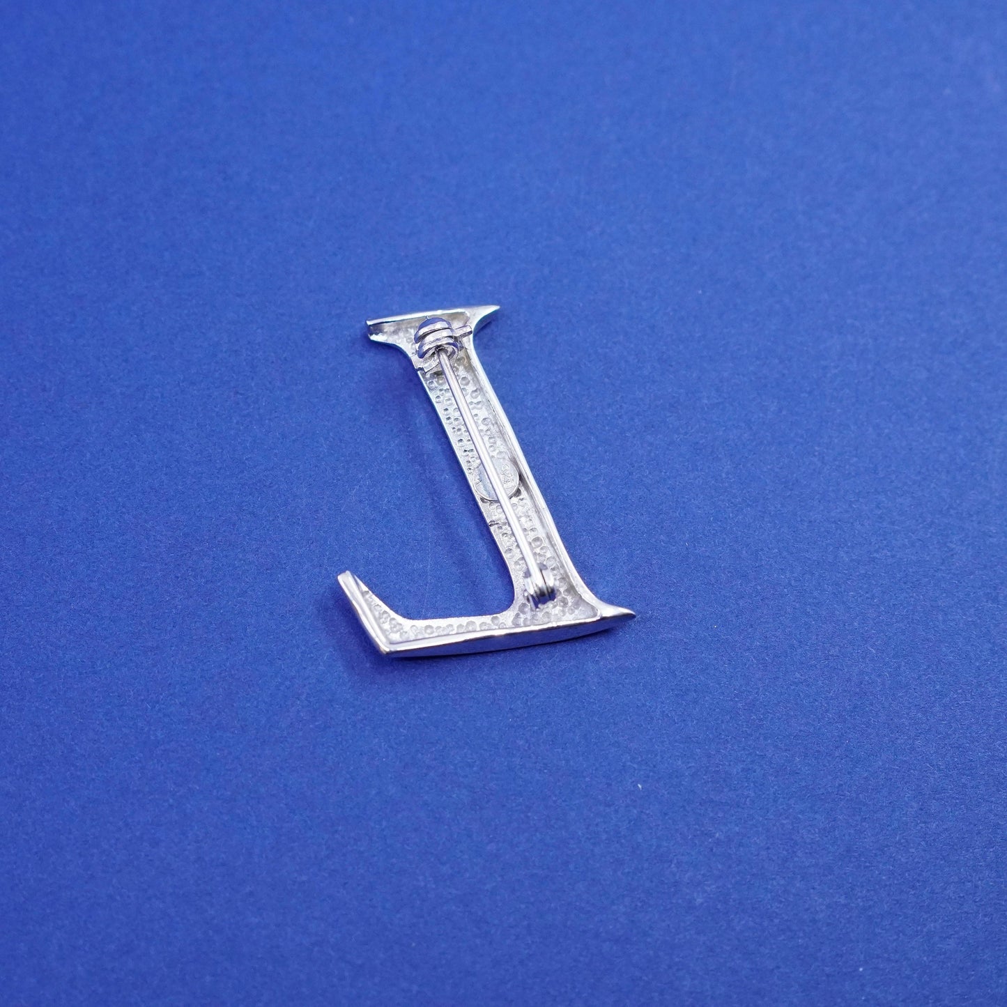 Vintage sterling silver handmade brooch, 925 initial “L” pin