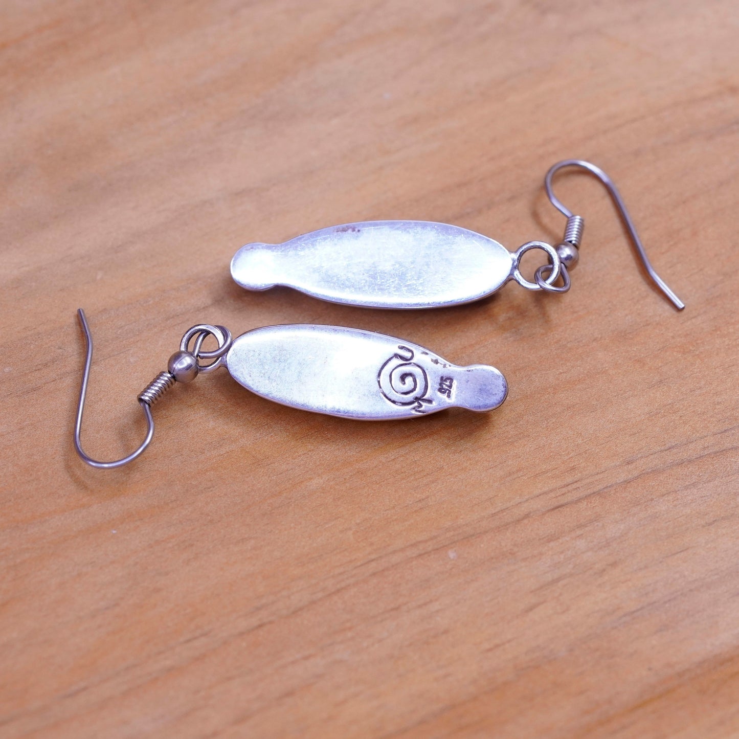 Vintage Sterling 925 silver handmade earrings golden cat’s eye drops and beads