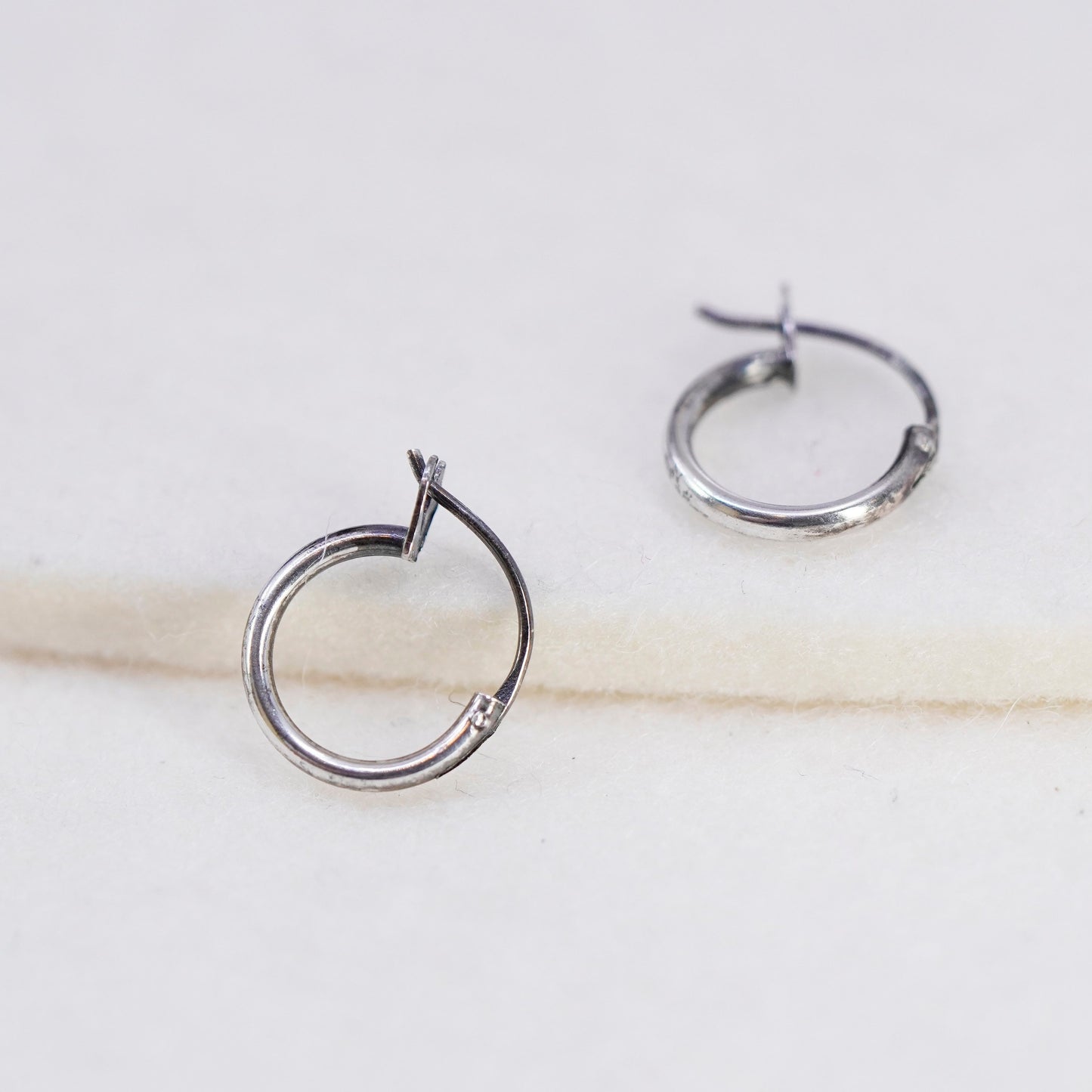 10mm, vintage Sterling silver handmade earrings, 925 hoops