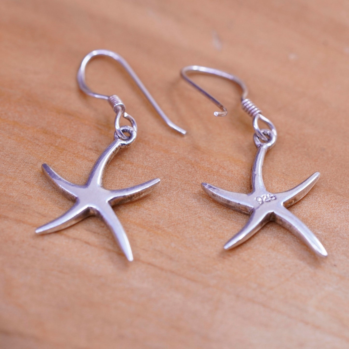 Vintage Sterling silver handmade earrings, 925 star starfish