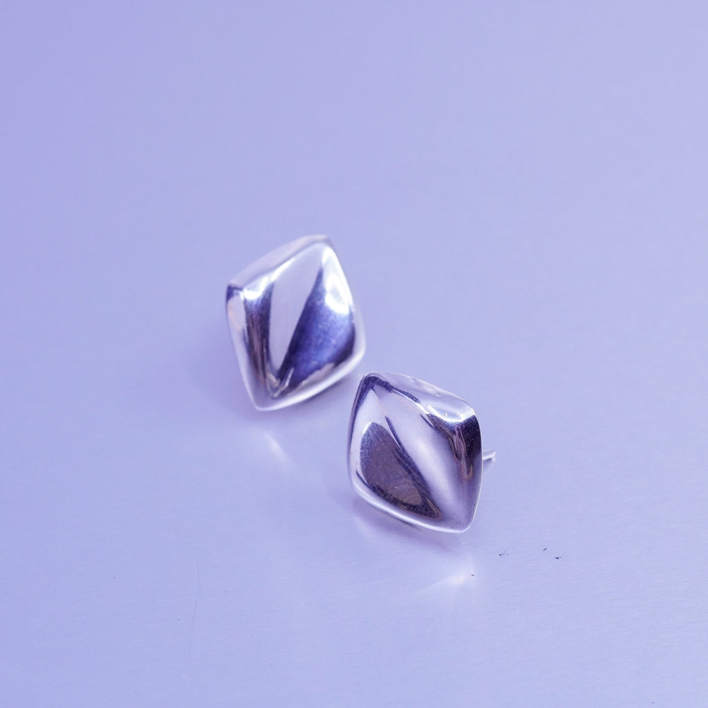 Vintage Sterling 925 silver handmade earrings, square studs