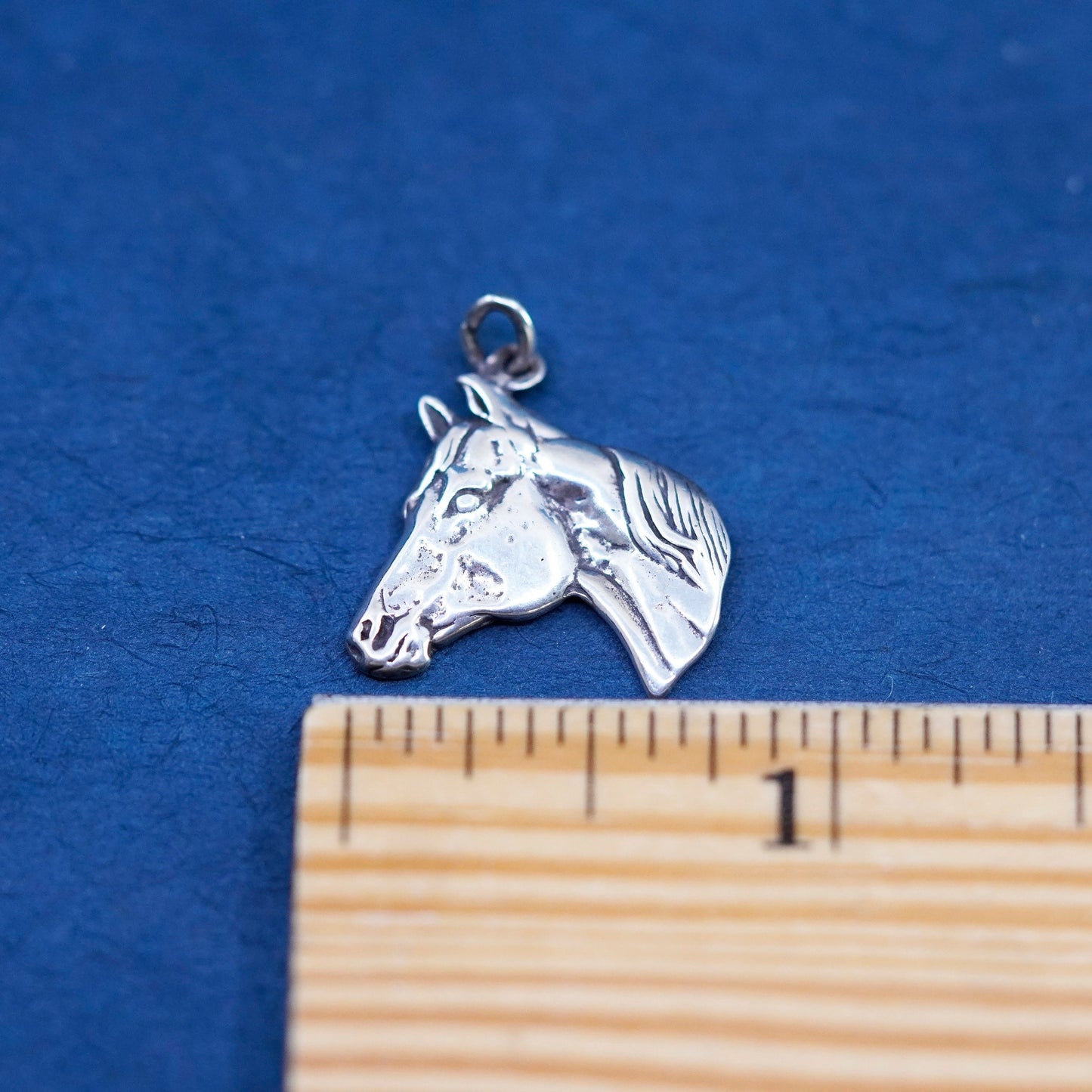 Vintage sterling silver handmade pendant, 925 horse charm