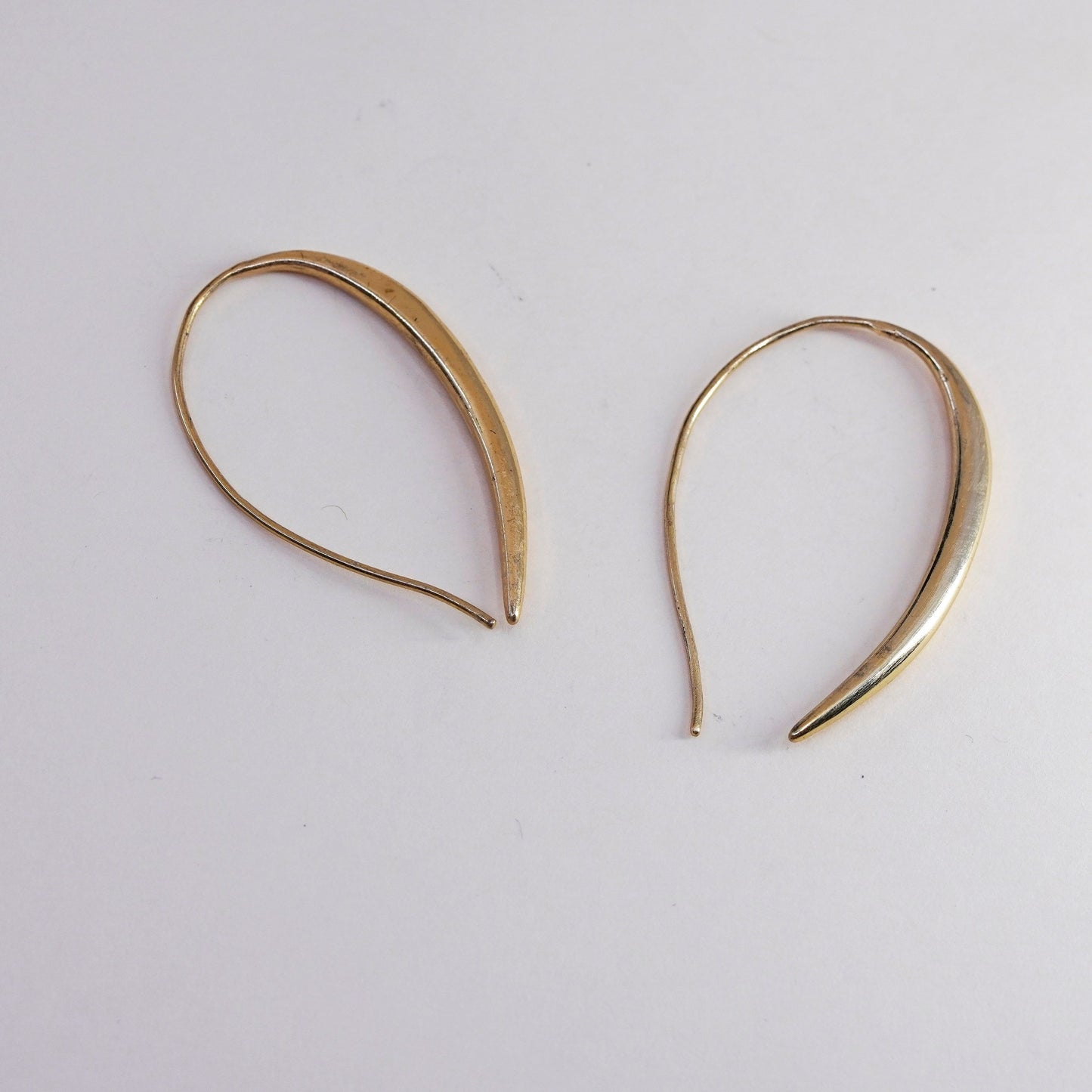 1.5”, Vintage vermeil gold over sterling silver loop earrings, minimalist