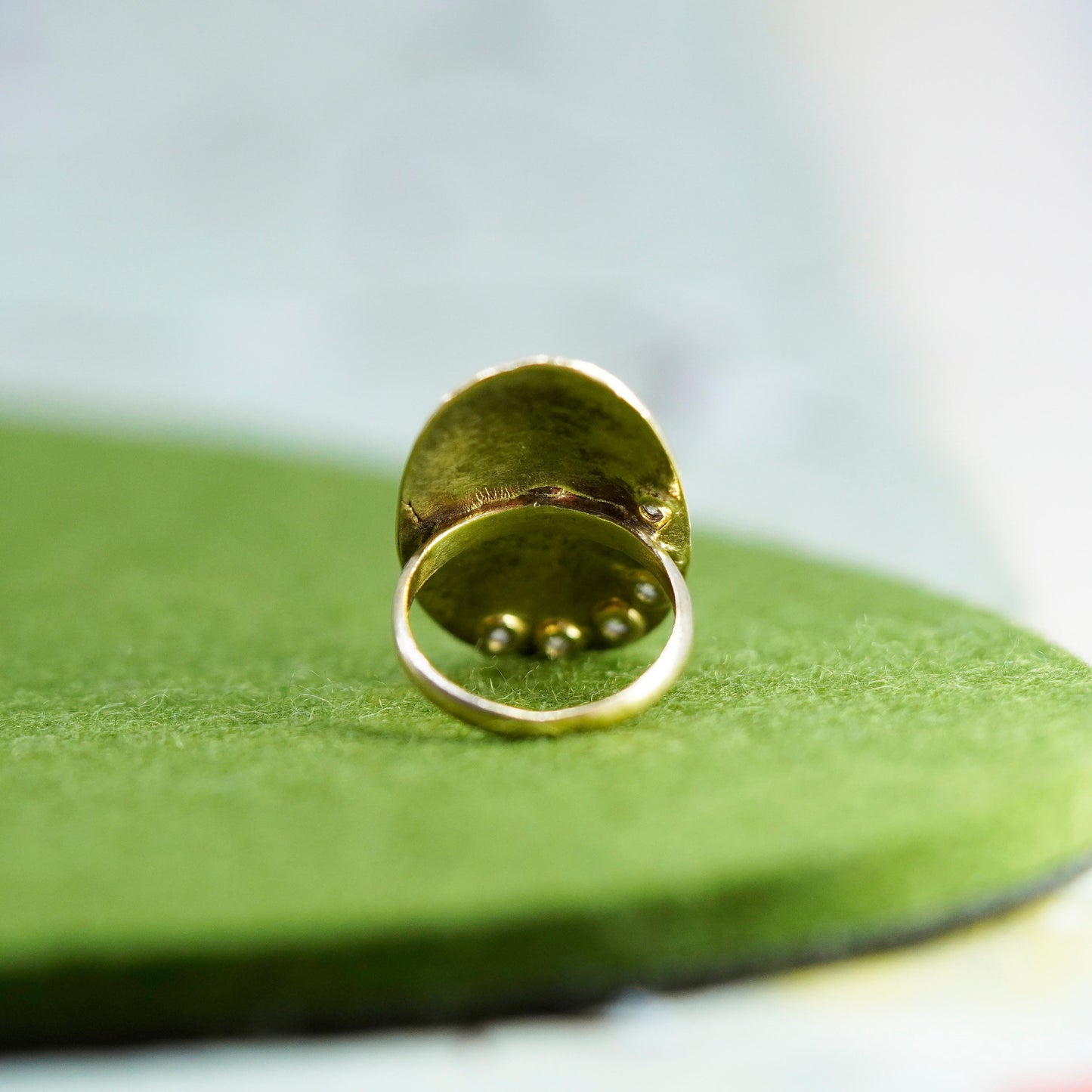 Size 7, Israel Pz Or Paz vermeil gold over 925 Sterling silver handmade ring cz