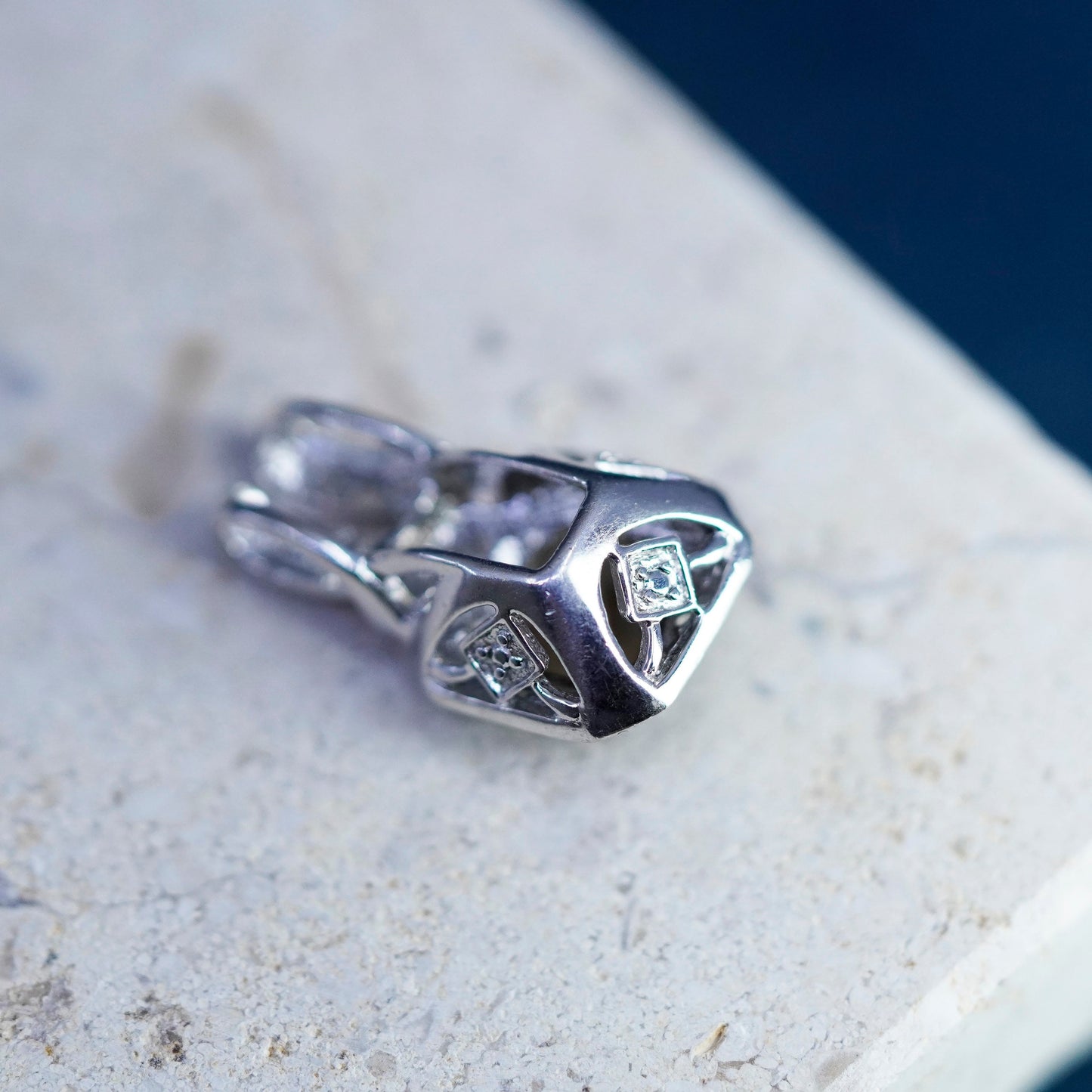 Vintage Sterling 925 silver handmade pendant with smoky topaz and diamond