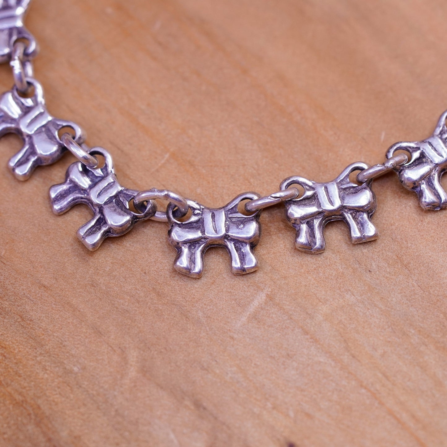 7.25”, Sterling silver handmade bracelet, Italy 925 ribbon bow tie link chain