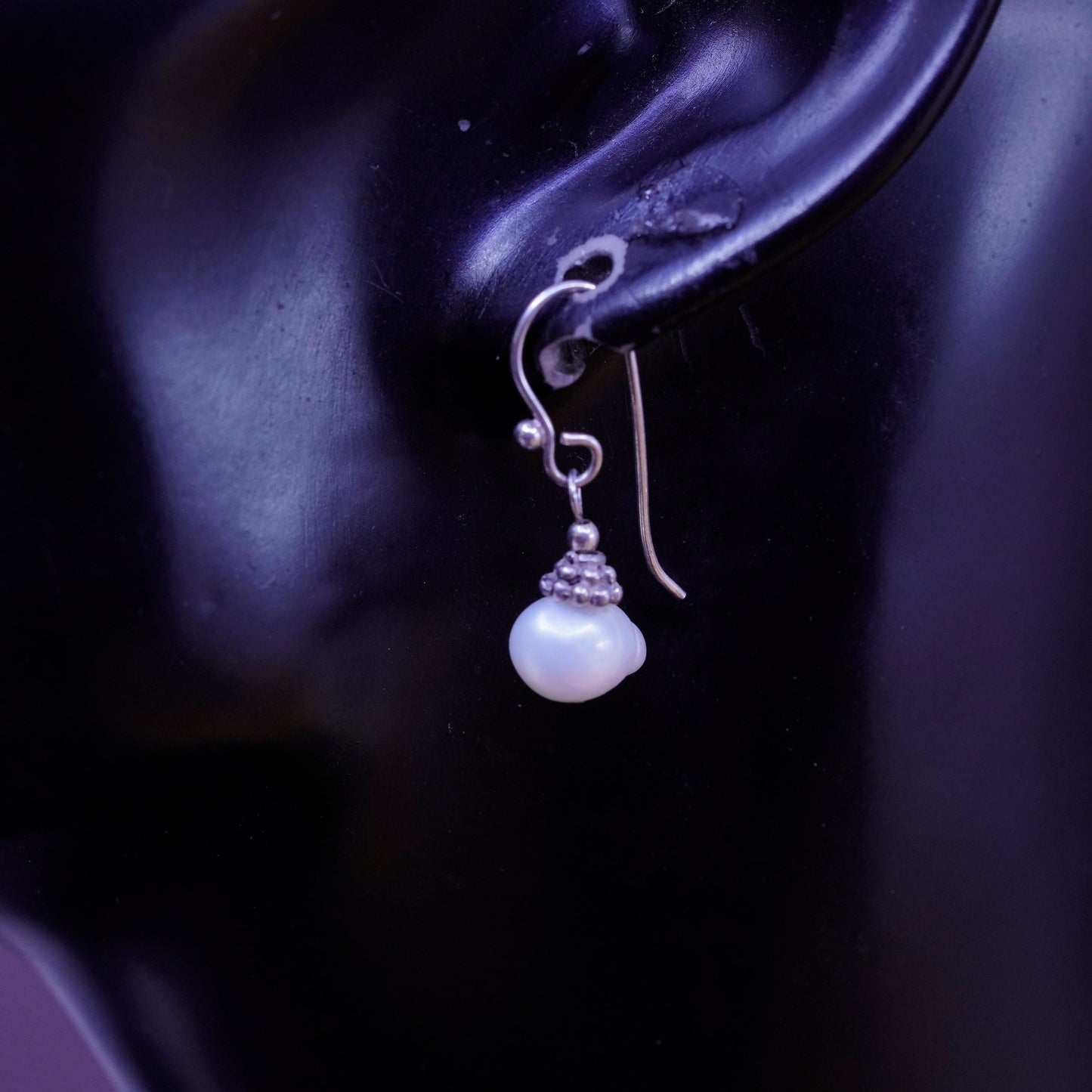 Vintage Sterling 925 silver handmade earrings with pearl