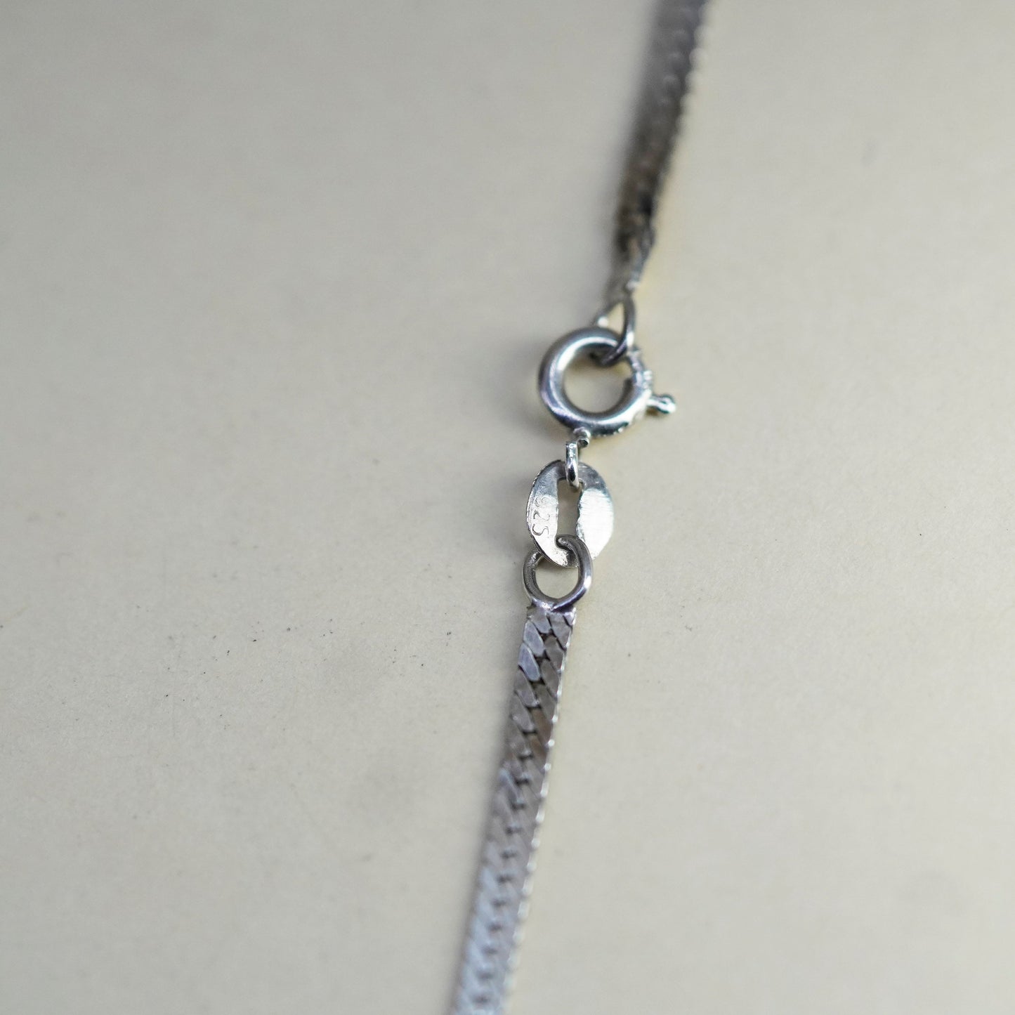 20”, Vintage Mexico sterling silver handmade necklace, flatten 925 nugget chain