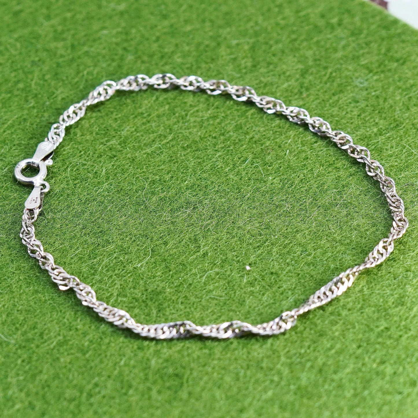 7.75”, 2mm, Vintage Milor sterling silver bracelet, 925 twisted curb chain