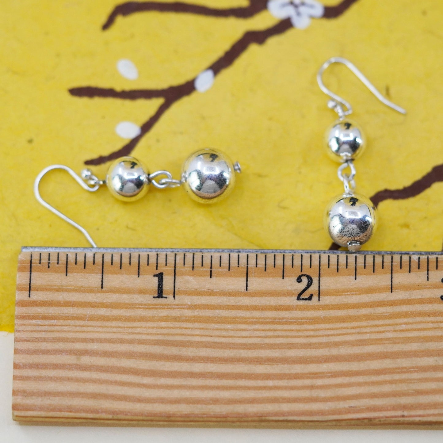 Vintage Sterling silver handmade earrings, 925 beads drops