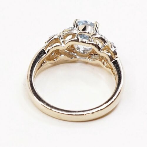 Sz 7.25, vermeil, gold over Sterling 925 Silver Ring W/ Topaz, stamped 925