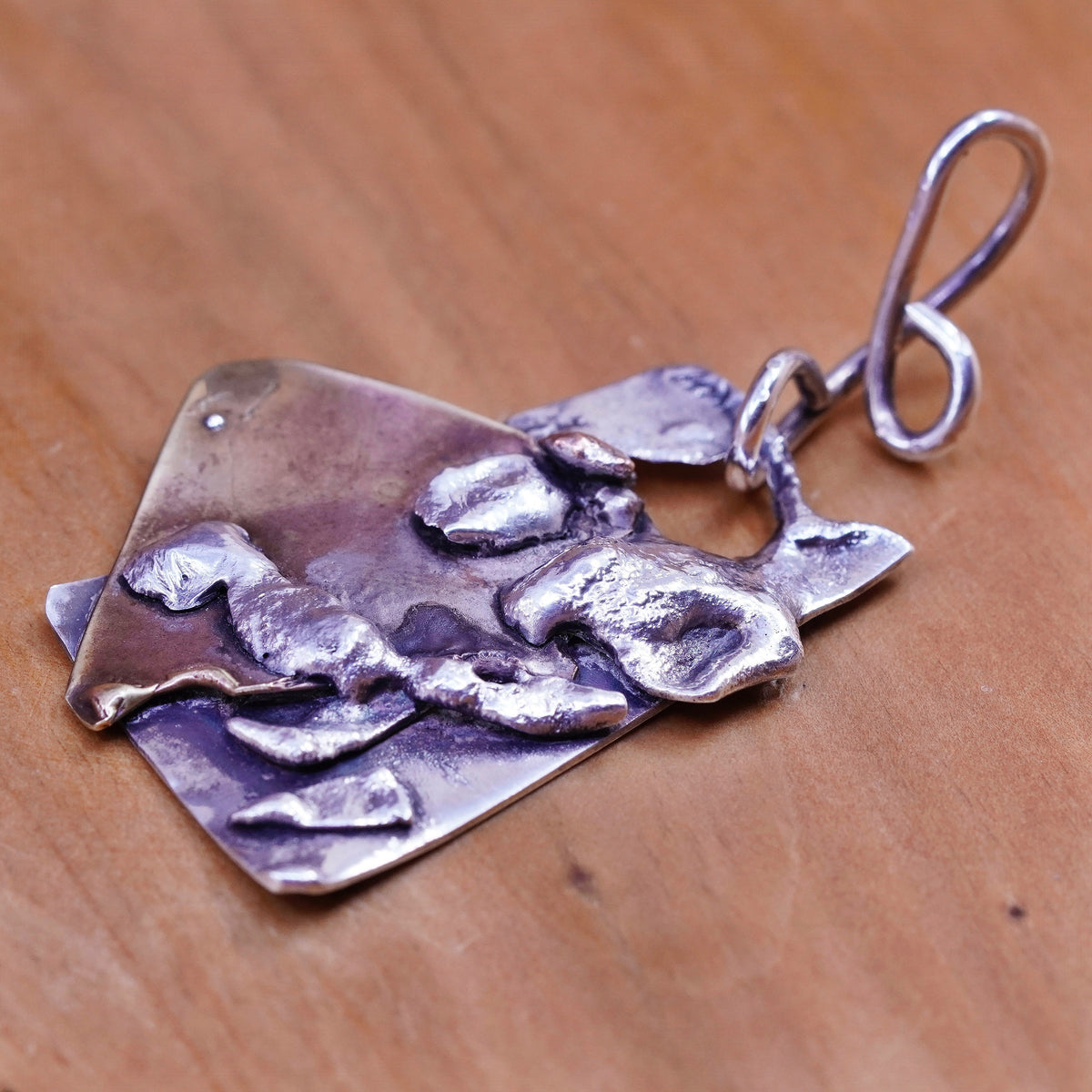 Vintage Sterling silver handmade pendant, 925 freeform pendant
