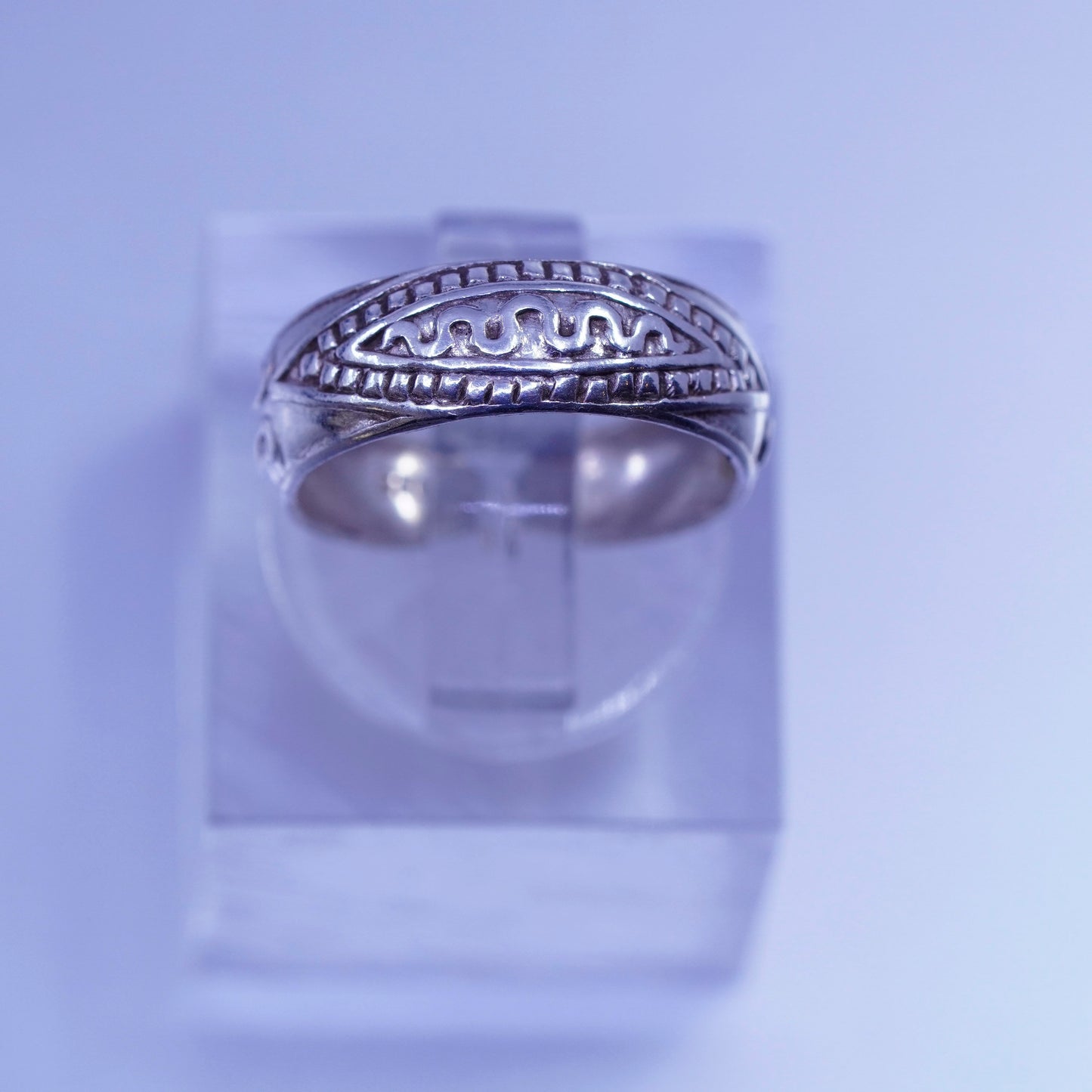 Size 3.25, southwestern Sterling 925 silver handmade pinky ring, textured band