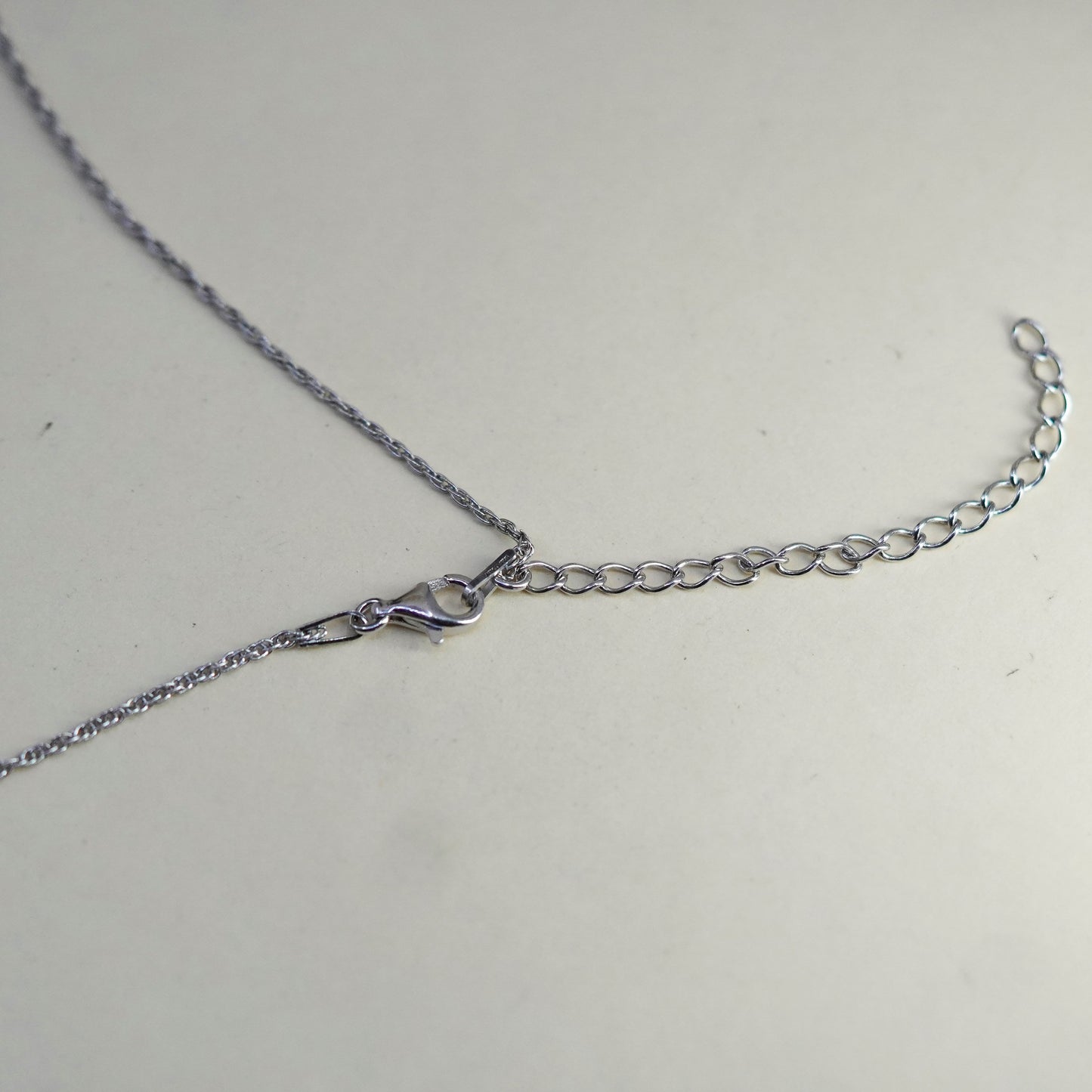 16+2” 1mm, vintage Italy sterling silver necklace, 925 Singapore rope chain