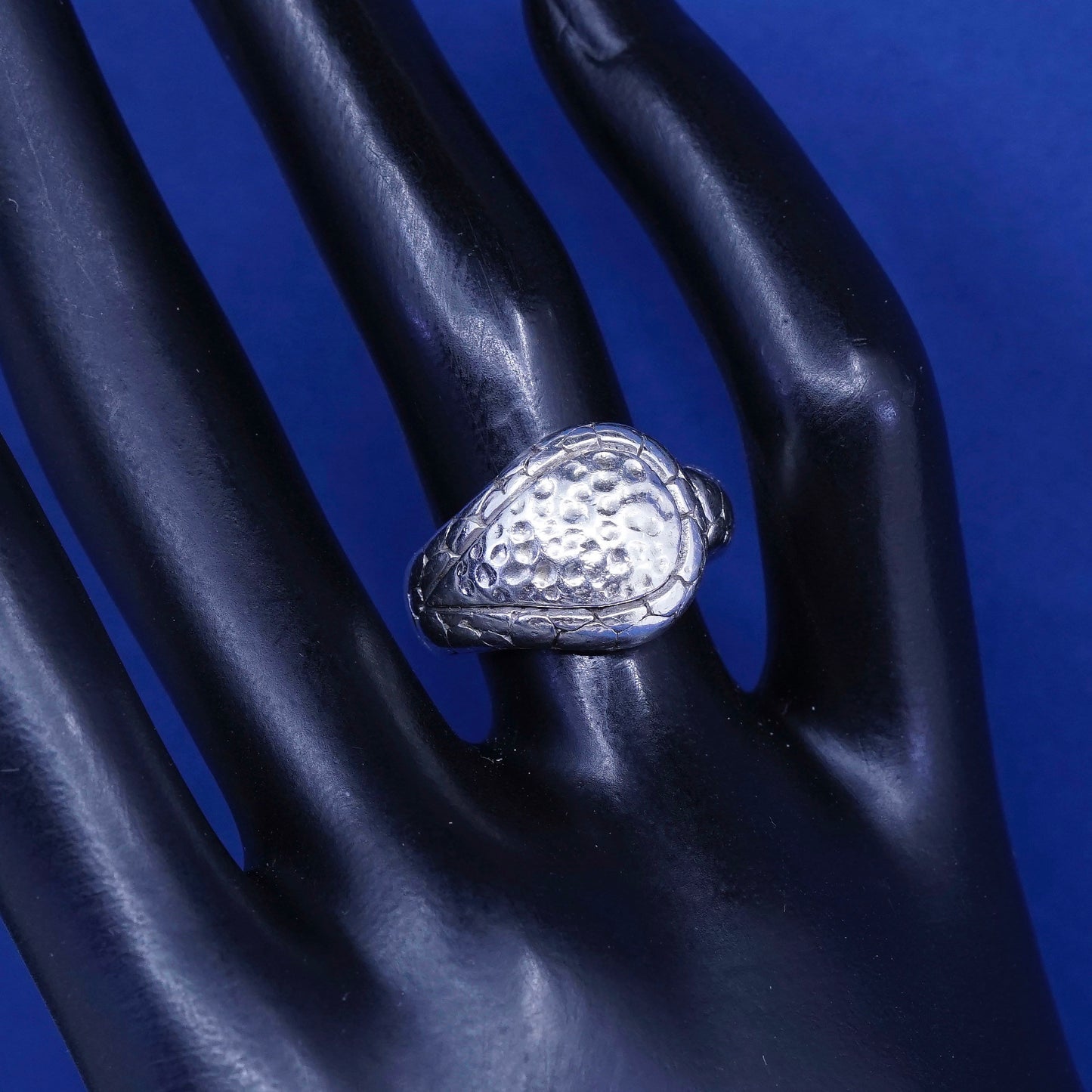 sz 5.75, vtg Sterling silver handmade ring, mexico 925 Statement hammered band