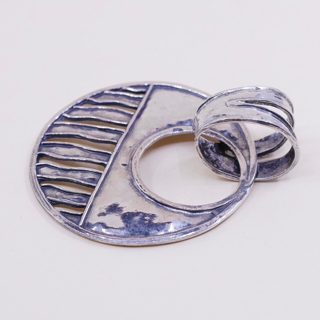 vtg Silpada sterling silver handmade hammered, 925 slide circle pendant
