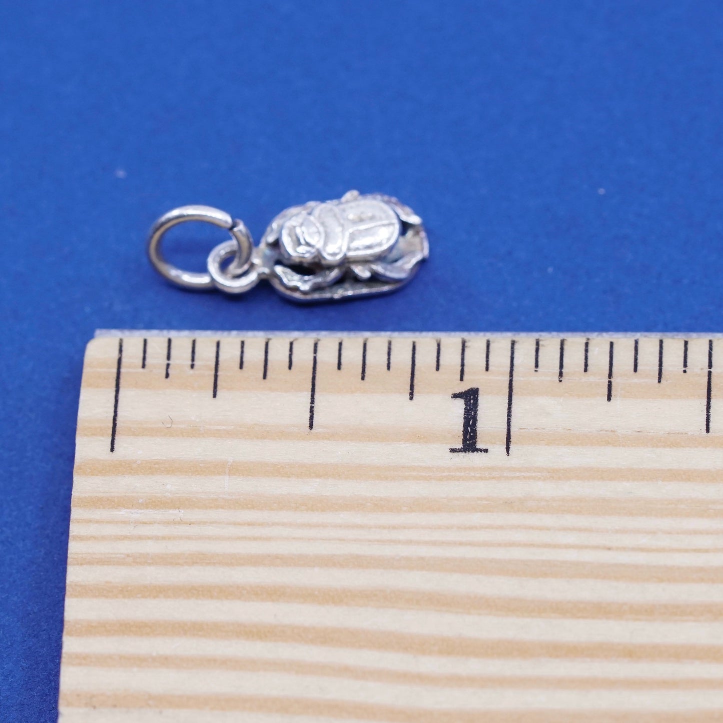 Vintage Sterling silver handmade pendant, 925 beetle charm