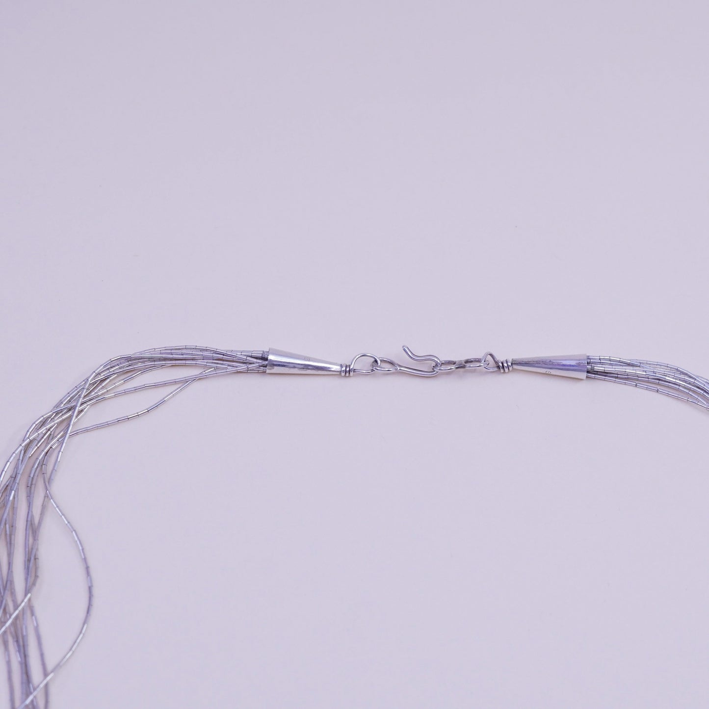 24”, liquid Sterling 10 strands necklace, Native American 925 liquid silver